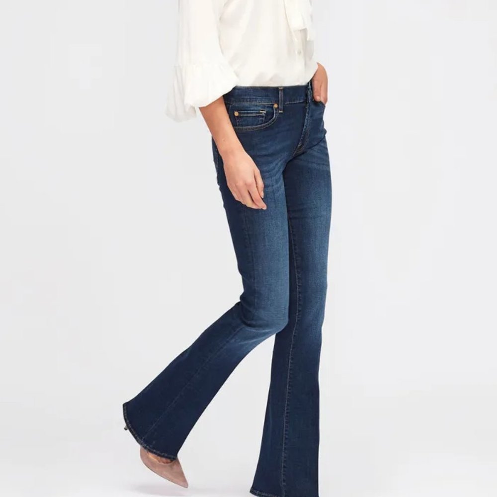 Women's 7FOR ALL MANKIND Boot Cut Jeans Size 32 Blue - Picture 1 of 12